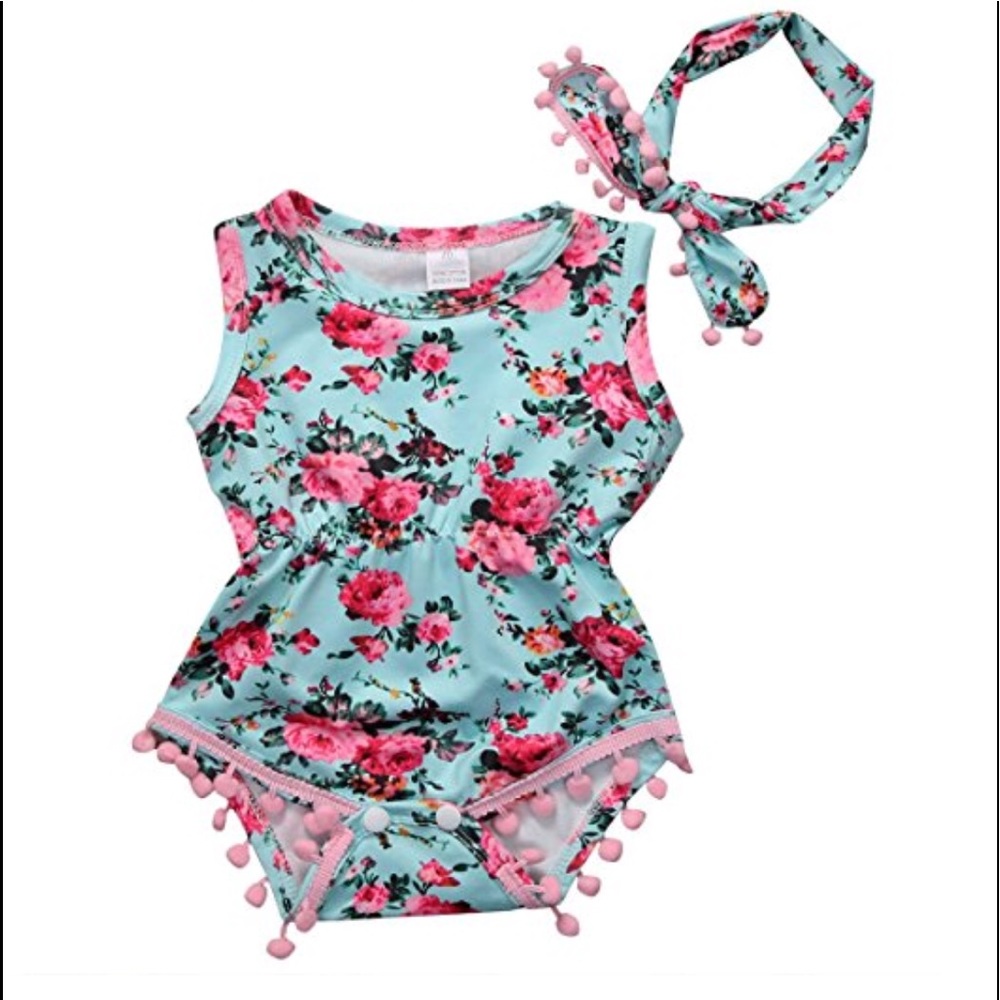 Newborn Baby Girl Rompers  tanssel Sleeveless - Picture 5 of 8